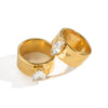 Wholesale Women's Minimalist Geometric Zircon Rings Made Of 18K Gold Stainless Steel With Pvd Furnace Vacuum Real Gold Plating
