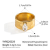 Wholesale Women's Minimalist Geometric Zircon Rings Made Of 18K Gold Stainless Steel With Pvd Furnace Vacuum Real Gold Plating