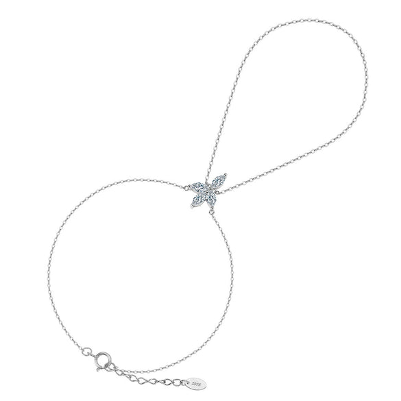 Wholesale Women's Minimalist Geometric Zircon Silver Fingerlink Bracelet