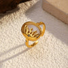 Wholesale Women's Minimalist Heart Shape Stainless Steel Electroplated Open Ring Jewelry Hand Accessories