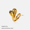 Wholesale Women's Minimalist Heart Shape Stainless Steel Electroplated Open Ring Jewelry Hand Accessories