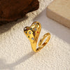 Wholesale Women's Minimalist Heart Shape Stainless Steel Electroplated Open Ring Jewelry Hand Accessories