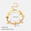 Wholesale Women's Minimalist Ins Style Bowshaped Inlaid Pearl Stainless Steel Electroplated Bracelet