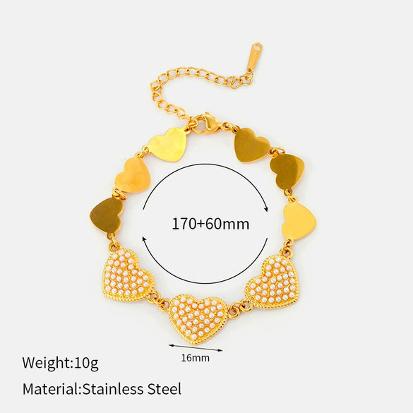 Wholesale Women's Minimalist Ins Style Bowshaped Inlaid Pearl Stainless Steel Electroplated Bracelet