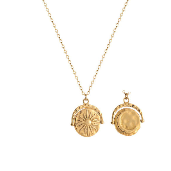 Wholesale Women's Minimalist Ins Style Geometric Drop Shape Stainless Steel 18K Gold Plated Rotatable Pendant Necklace With Oshaped Chain