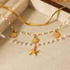 Wholesale Women's Minimalist Ins Style Geometric Stainless Steel Electroplated Bracelet Set With Shell And Starfish Pendant