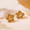 Wholesale Women's Minimalist Irregular Three Dimensional Flower Earrings Stainless Steel Electroplated