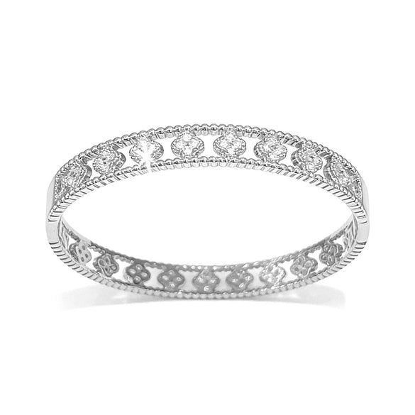Wholesale Women's Minimalist Light Luxury Brass Microinlaid Fourpetal Flower Bracelet