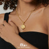 Wholesale Women's Minimalist Light Luxury Geometric 3D Wing Round Pendant Necklace Stainless Steel 18K Gold Plated