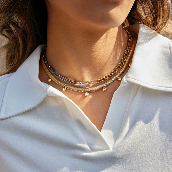 Wholesale Women's Minimalist Light Luxury Geometric Stainless Steel Electroplated Ochain Necklace