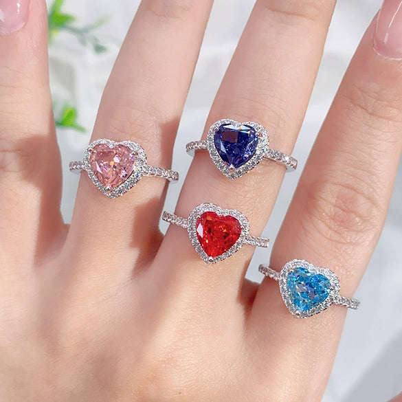 Wholesale Women's Minimalist Love Shape S925 Sterling Silver Ring Inlaid With Zircon