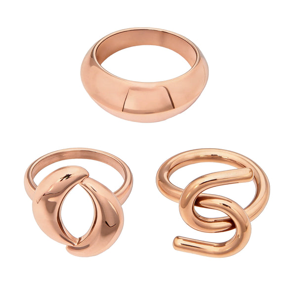 Wholesale Women's Minimalist Luxury Geometric Stainless Steel Ring Set