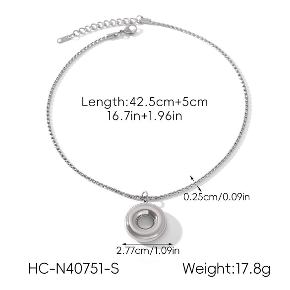 Wholesale Women's Minimalist Luxury Ins Style Geometric Stainless Steel Electroplated Pendant Necklaces With Twist Chain