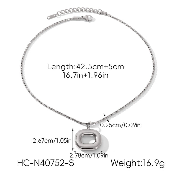 Wholesale Women's Minimalist Luxury Ins Style Geometric Stainless Steel Electroplated Pendant Necklaces With Twist Chain