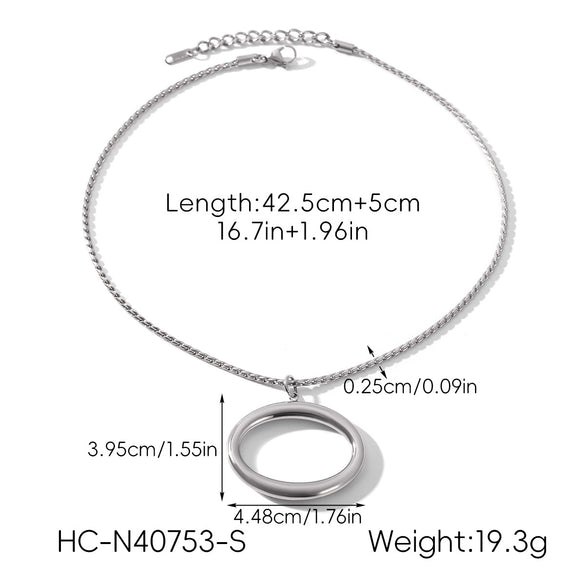 Wholesale Women's Minimalist Luxury Ins Style Geometric Stainless Steel Electroplated Pendant Necklaces With Twist Chain