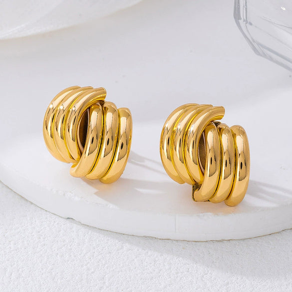 Wholesale Women's Minimalist Multilayered Geometric Flower Alloy Electroplated Earrings Ear Accessories