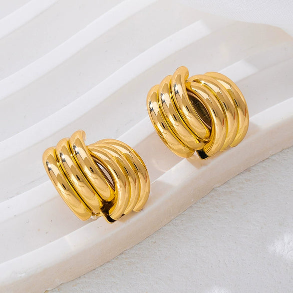 Wholesale Women's Minimalist Multilayered Geometric Flower Alloy Electroplated Earrings Ear Accessories
