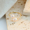 Wholesale Women's Minimalist Natural Freshwater Pearl Geometric Ring 18K Gold Plated