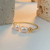 Wholesale Women's Minimalist Natural Freshwater Pearl Geometric Ring 18K Gold Plated