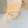 Wholesale Women's Minimalist Natural Freshwater Pearl Geometric Ring 18K Gold Plated