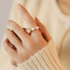Wholesale Women's Minimalist Natural Freshwater Pearl Geometric Ring 18K Gold Plated