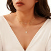 Wholesale Women's Minimalist Natural Geometric S925 Sterling Silver Pearl Double Layer Necklace With Electroplating