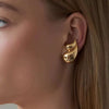 Wholesale Women's Minimalist Natural Metal Doublelayer Drop Shape Goldplated Earrings