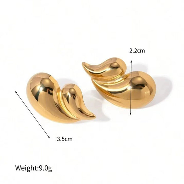 Wholesale Women's Minimalist Natural Metal Doublelayer Drop Shape Goldplated Earrings