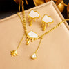 Wholesale Women's Minimalist Natural Round Pearl Diamond Twist Chain Stainless Steel Necklace With Electroplating