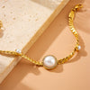 Wholesale Women's Minimalist Natural Round Pearl Diamond Twist Chain Stainless Steel Necklace With Electroplating