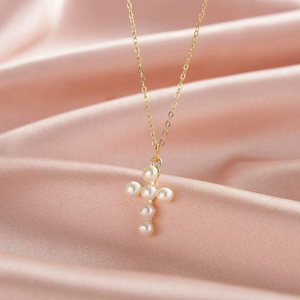 Wholesale Women's Minimalist Natural S925 Sterling Silver Electroplated Cross Necklace