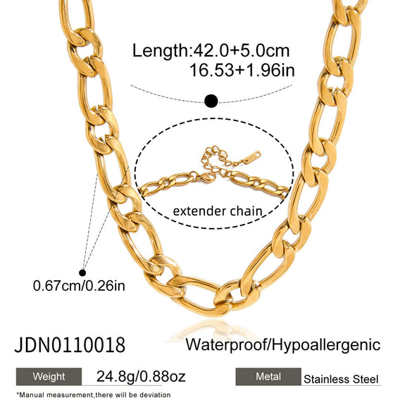 Wholesale Women's Minimalist Retro Geometric Light Luxury Electroplated Stainless Steel Chain Necklace Jewelry