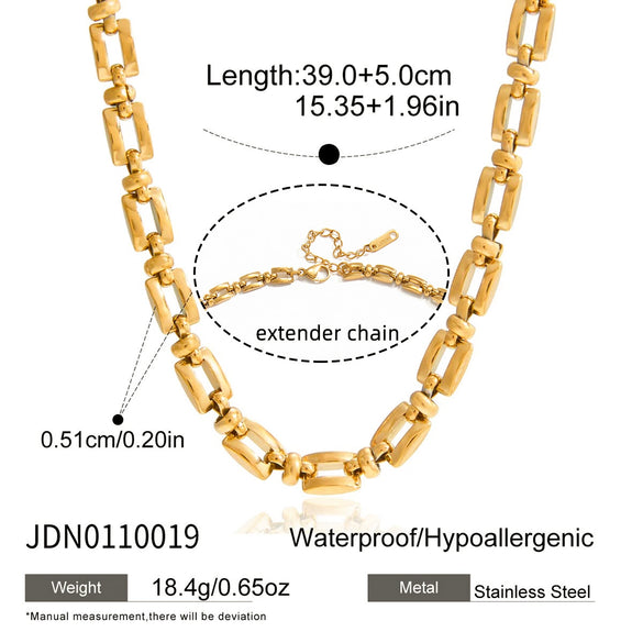 Wholesale Women's Minimalist Retro Geometric Light Luxury Electroplated Stainless Steel Chain Necklace Jewelry