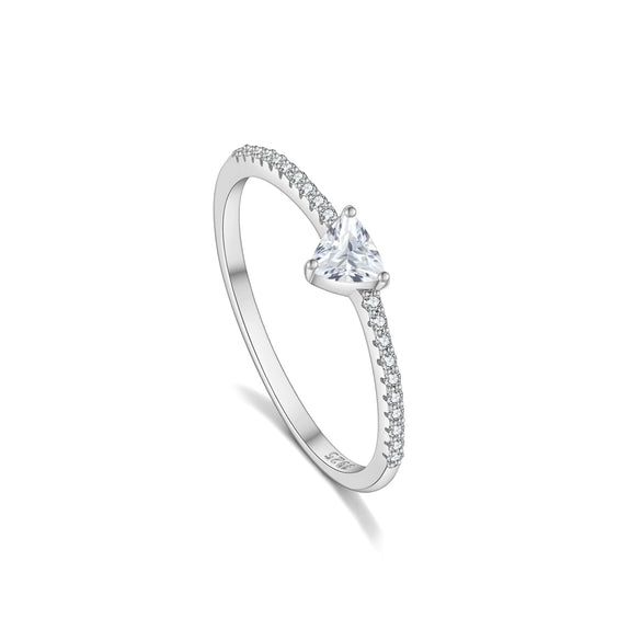 Wholesale Women's Minimalist S925 Sterling Silver Ring With Microinlaid Zircon Geometric Pattern Electroplated Platinum 18K Gold