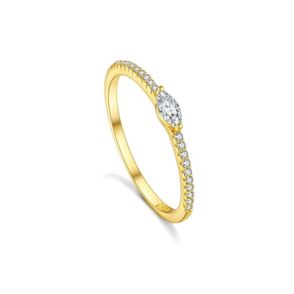 Wholesale Women's Minimalist S925 Sterling Silver Ring With Microinlaid Zircon Geometric Pattern Electroplated Platinum 18K Gold