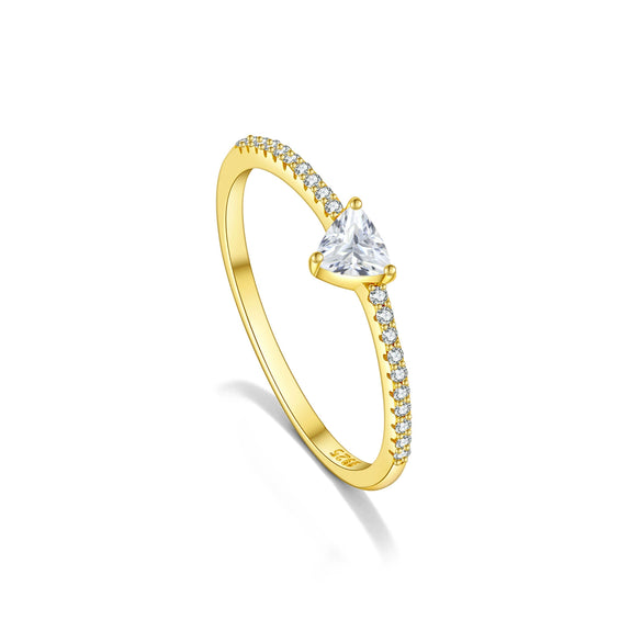 Wholesale Women's Minimalist S925 Sterling Silver Ring With Microinlaid Zircon Geometric Pattern Electroplated Platinum 18K Gold
