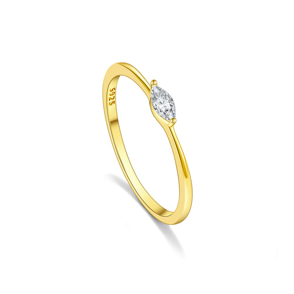 Wholesale Women's Minimalist S925 Sterling Silver Ring With Microinlaid Zircon Geometric Pattern Electroplated Platinum 18K Gold