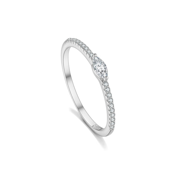 Wholesale Women's Minimalist S925 Sterling Silver Ring With Microinlaid Zircon Geometric Pattern Electroplated Platinum 18K Gold