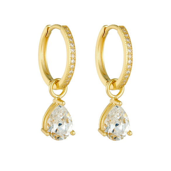 Wholesale Women's Minimalist S925 Sterling Silver Water Drop Zircon Earrings