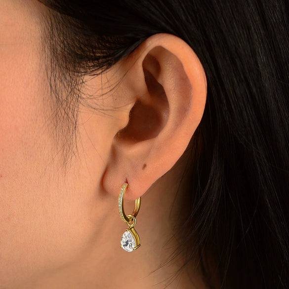 Wholesale Women's Minimalist S925 Sterling Silver Water Drop Zircon Earrings