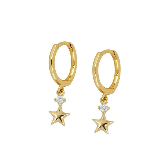 Wholesale Women's Minimalist Silver Needle And Copper Earrings With Fivepointed Star And Ushaped Geometric Patterns Electroplated