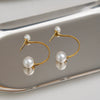 Wholesale Women's Minimalist Simple Modern Geometric Pearl Tassel Stainless Steel Earrings With Vacuum Real Gold Plating In Pvd Furnace