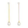 Wholesale Women's Minimalist Simple Modern Geometric Pearl Tassel Stainless Steel Earrings With Vacuum Real Gold Plating In Pvd Furnace