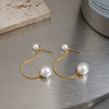 Wholesale Women's Minimalist Simple Modern Geometric Pearl Tassel Stainless Steel Earrings With Vacuum Real Gold Plating In Pvd Furnace