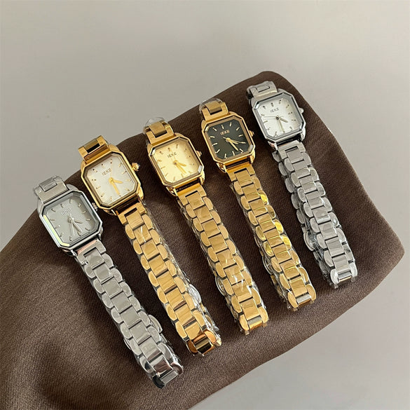 Wholesale Women's Minimalist Square Watch With Metal Strap And Stainless Steel Butterfly Double Snap Buckle