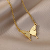 Wholesale Women's Minimalist Stainless Steel And Copper Golden Micropaved Butterfly Necklace