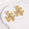 Wholesale Women's Minimalist Stainless Steel Electroplated Threepetal Flower Design Earrings