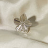 Wholesale Women's Minimalist Stainless Steel Flower Pleated Opening Ring With Geometric Design And Electroplating