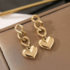 Wholesale Women's Minimalist Stainless Steel Heart Shape Electroplated Earrings With 14K Gold Chain