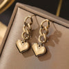 Wholesale Women's Minimalist Stainless Steel Heart Shape Electroplated Earrings With 14K Gold Chain